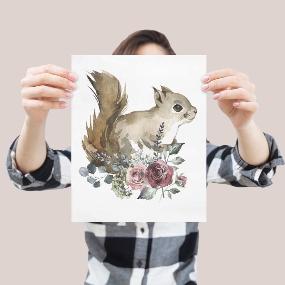 Chipmunk Squirrel Wall Art Watercolor Print Unframed - Picture 7 of 10